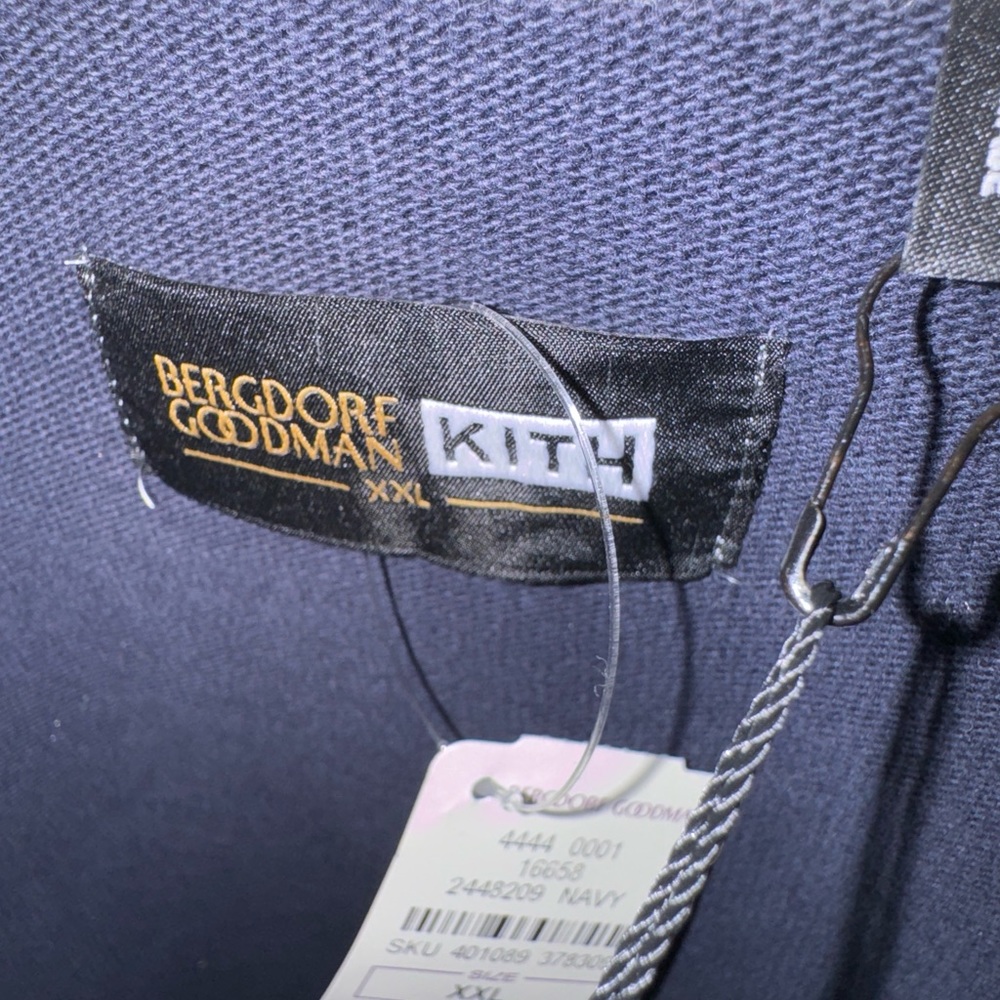 Kith X Bergdorf Goodman Navy White Gold Pullover Sweatshirt Rugby XXL - Picture 8 of 11